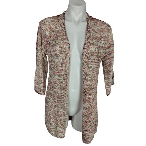Soft Surroundings Ochoa Cotton Blend Open Front Cardigan Bohemian Beige Size S - Picture 2 of 14